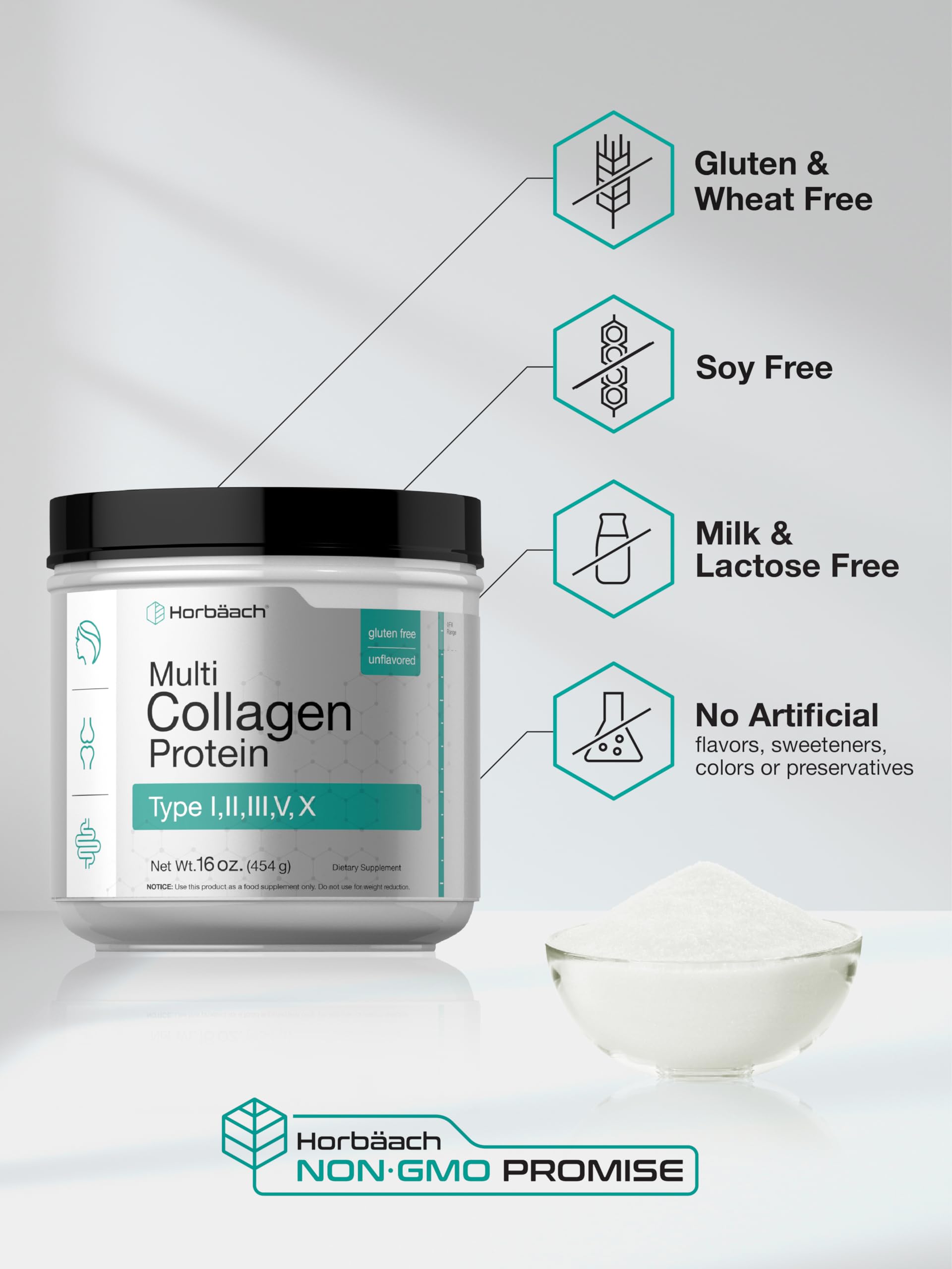 Amazon.com: Horbäach Multi Collagen Protein Powder 16 oz | Type I